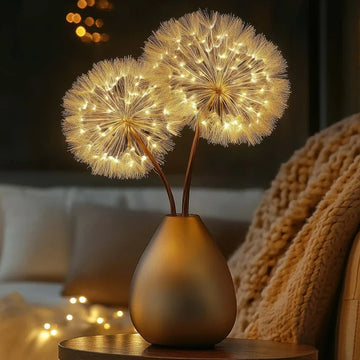 Decoratieve lamp paardenbloem – slanke stelen met ronde bollen warm licht