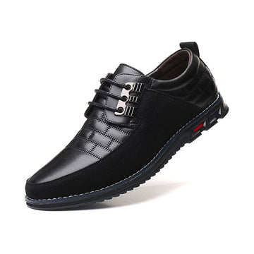 Heren schoenen – nette lederlook veterschoenen met demping en gripzool
