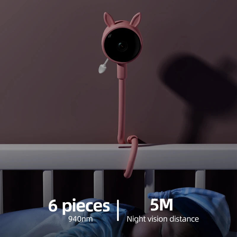 Baby monitor with 1080P HD Camera, Tuya App, Night vision and Temperature detection for Babies