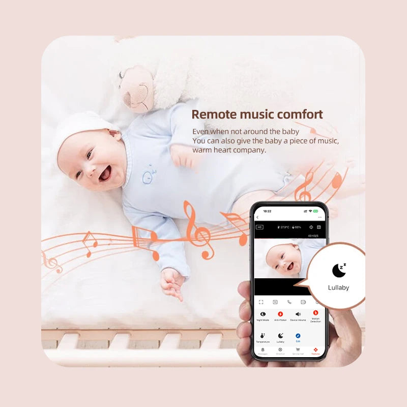 Baby monitor with 1080P HD Camera, Tuya App, Night vision and Temperature detection for Babies