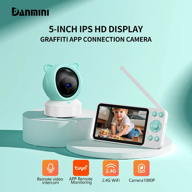 Babyphone mit Kamera und App - 5 Zoll Bildschirm, 1080P Videoüberwachung und WLAN-Verbindung  