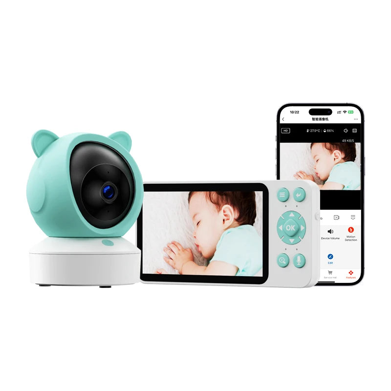 Babyphone mit Kamera und App - 5 Zoll Bildschirm, 1080P Videoüberwachung und WLAN-Verbindung  