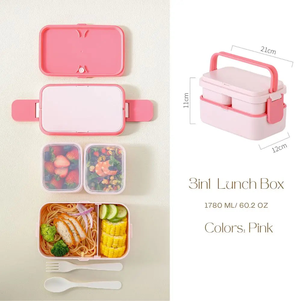 Bentobox voor kinderen – 2 lagen met 1780 ml inhoud en bestek 12