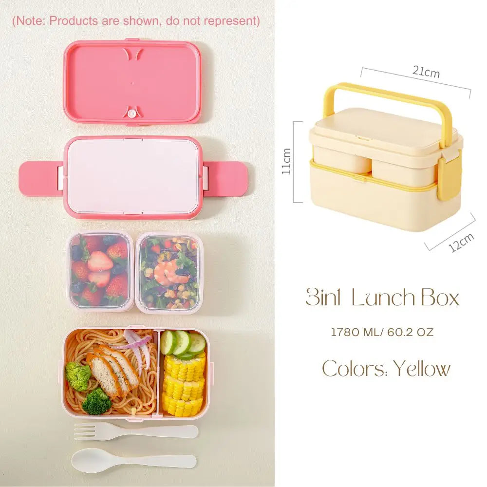 Bentobox voor kinderen – 2 lagen met 1780 ml inhoud en bestek 8