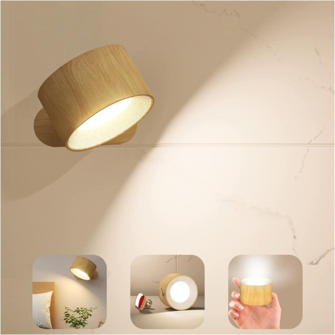Revalki Glow360 Draadloze Oplaadbare 360° Wandlamp voor Moeiteloze Sfeerverlichting