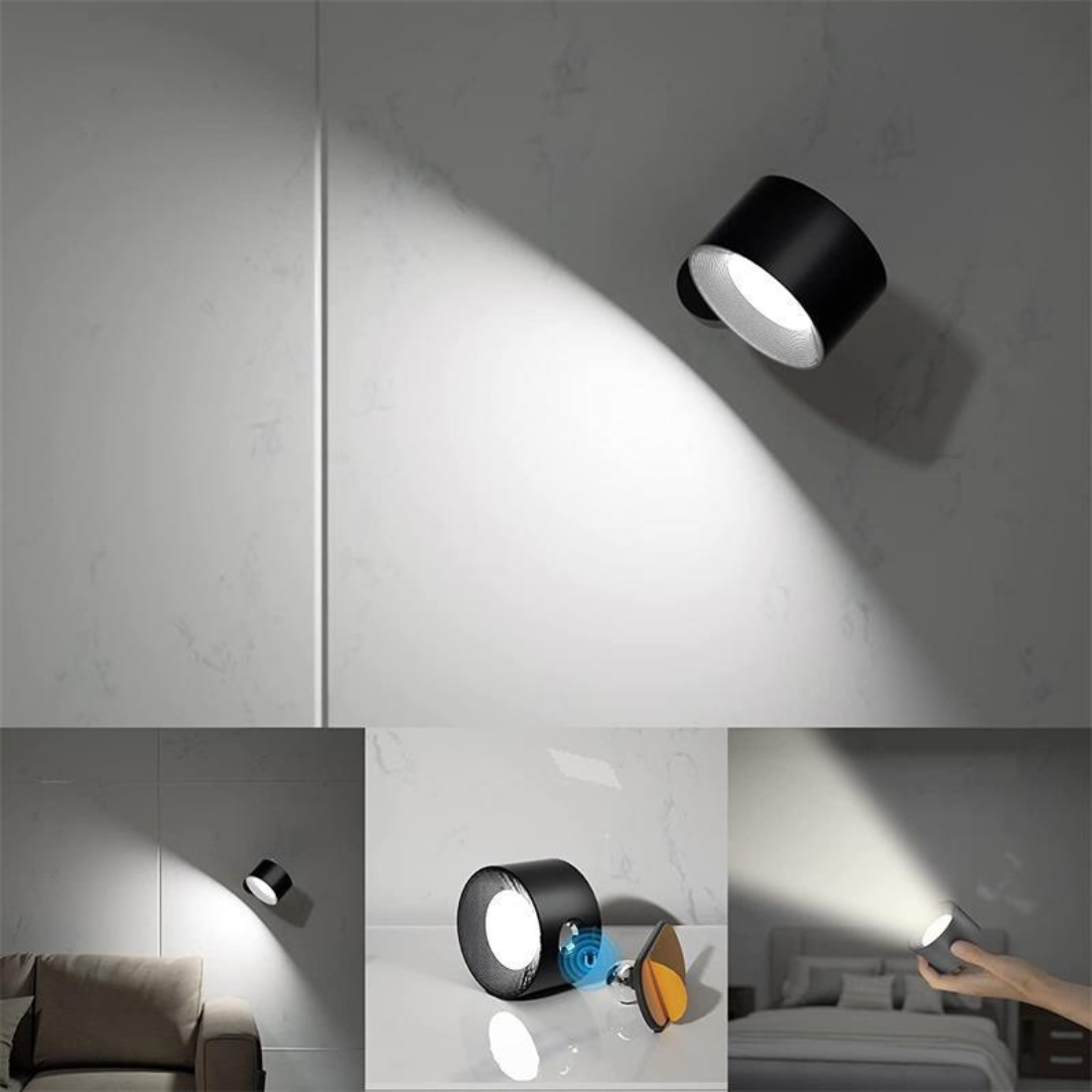 Revalki Glow360 Draadloze Oplaadbare 360° Wandlamp voor Moeiteloze Sfeerverlichting