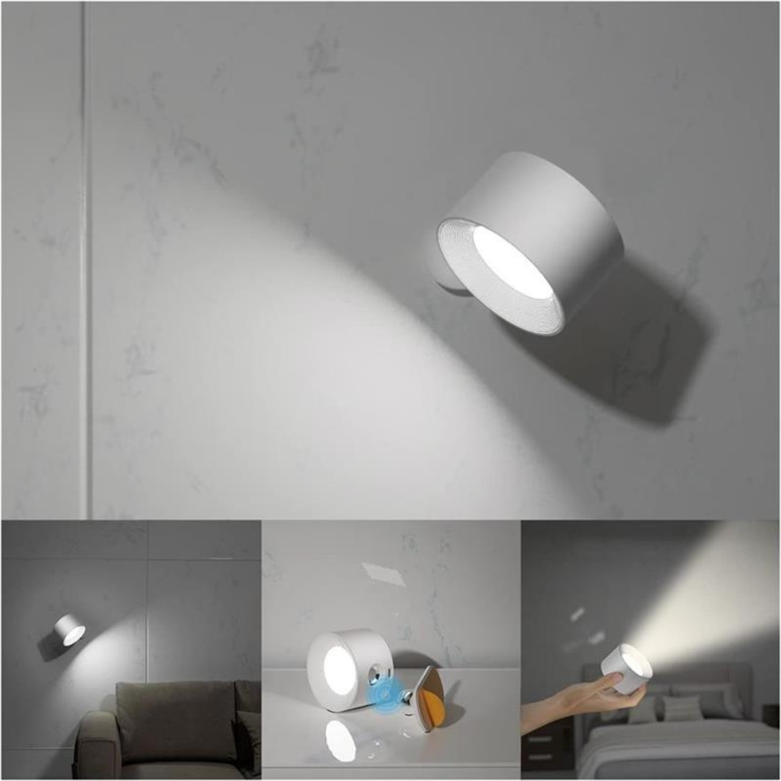 Revalki Glow360 Draadloze Oplaadbare 360° Wandlamp voor Moeiteloze Sfeerverlichting