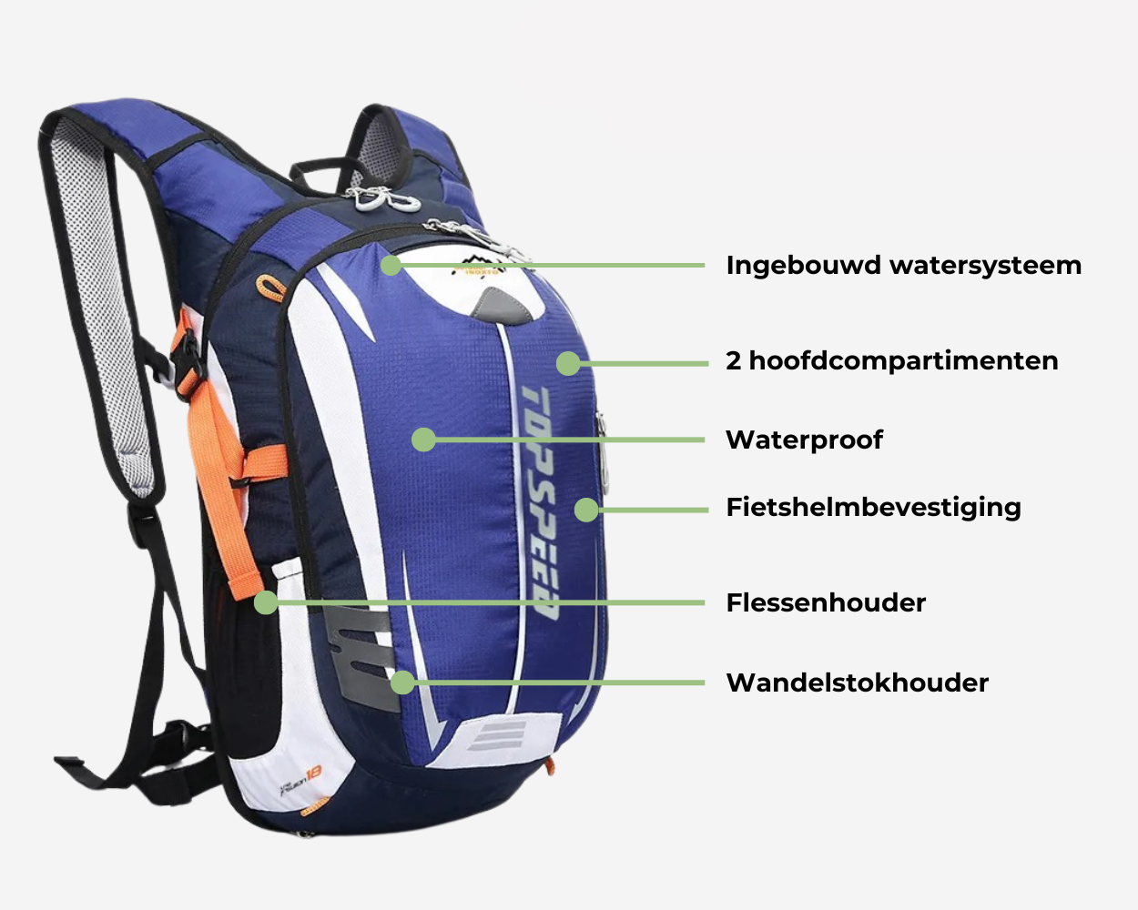 Fahrrad- & Wanderrucksack 18L – Inklusive 2L Wasserblase & Regenschutz