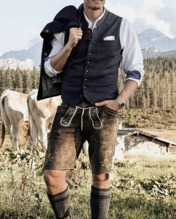 Erisman Lederhose – Pantalón auténtico de Oktoberfest para cabaleiros