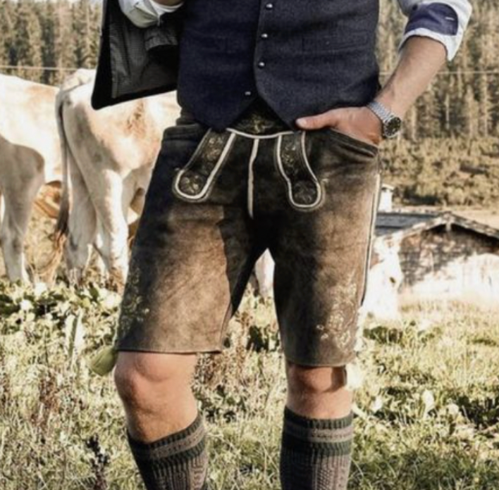 Erisman Lederhose – Pantalón auténtico de Oktoberfest para cabaleiros