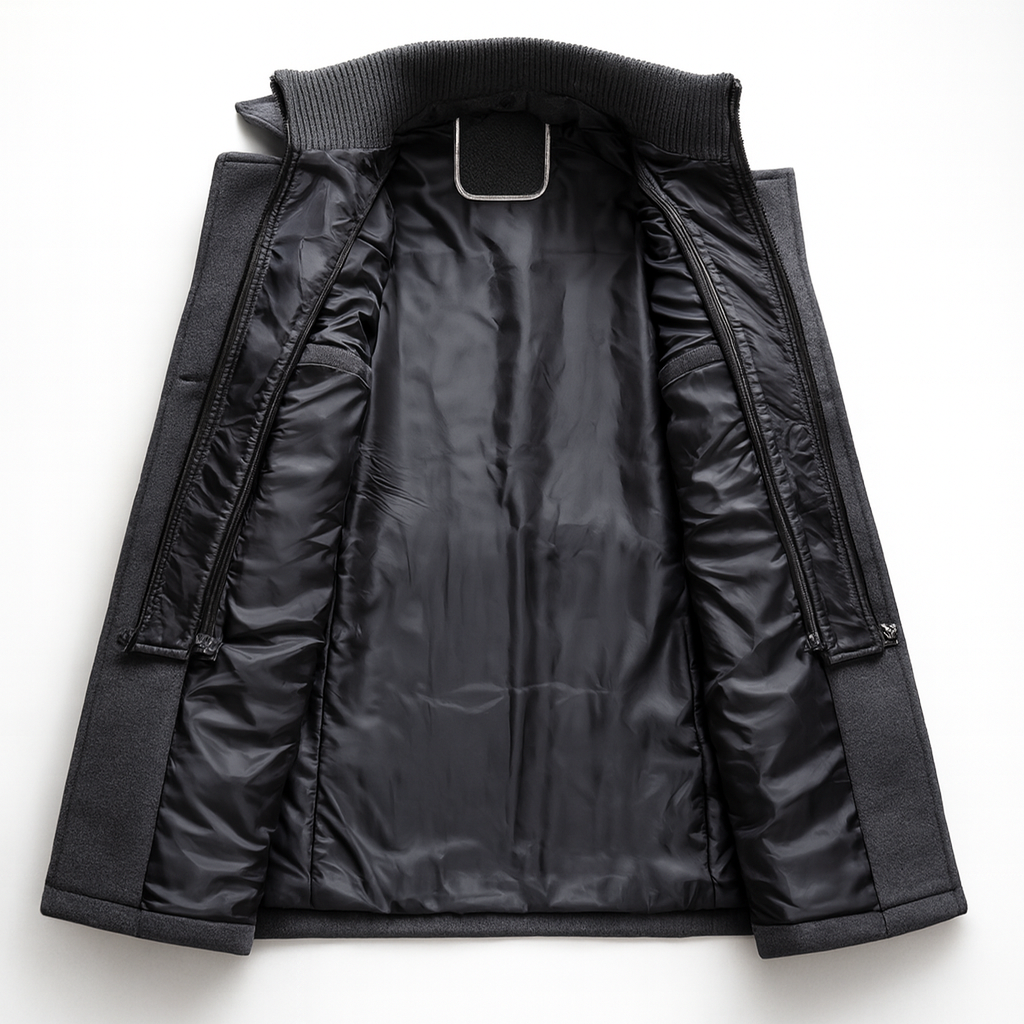 Men's long winter coat made of wool blend – double-breasted, tailored coat