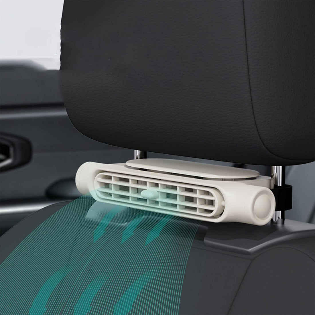 Bladloze USB-ventilator voor auto met 3 snelheden en hoofdsteunbevestiging 0