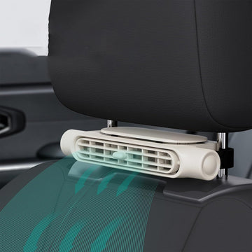 Bladloze USB-ventilator voor auto met 3 snelheden en hoofdsteunbevestiging 0