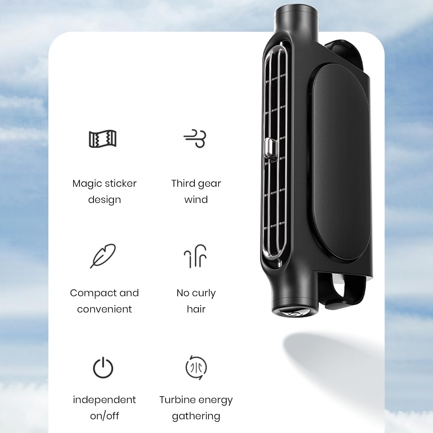 Bladloze USB-ventilator voor auto met 3 snelheden en hoofdsteunbevestiging 5