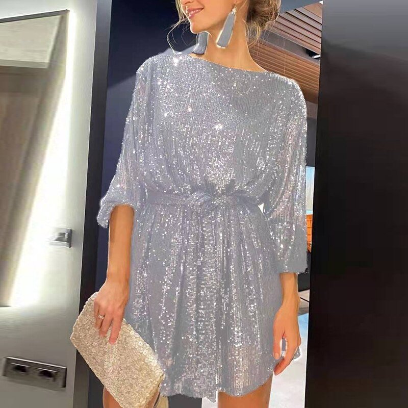 Glitzer Mini Kleid für strahlende stilvolle Festlichkeiten