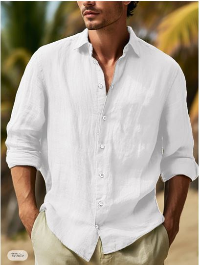 Fridolin – camisa de verán para homes de liño e algodón con solapa