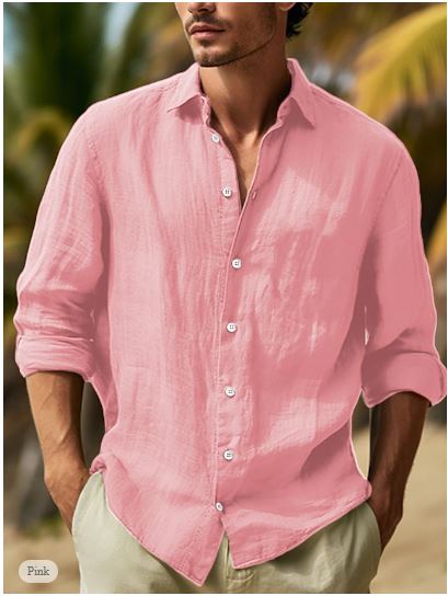 Fridolin – camisa de verán para homes de liño e algodón con solapa