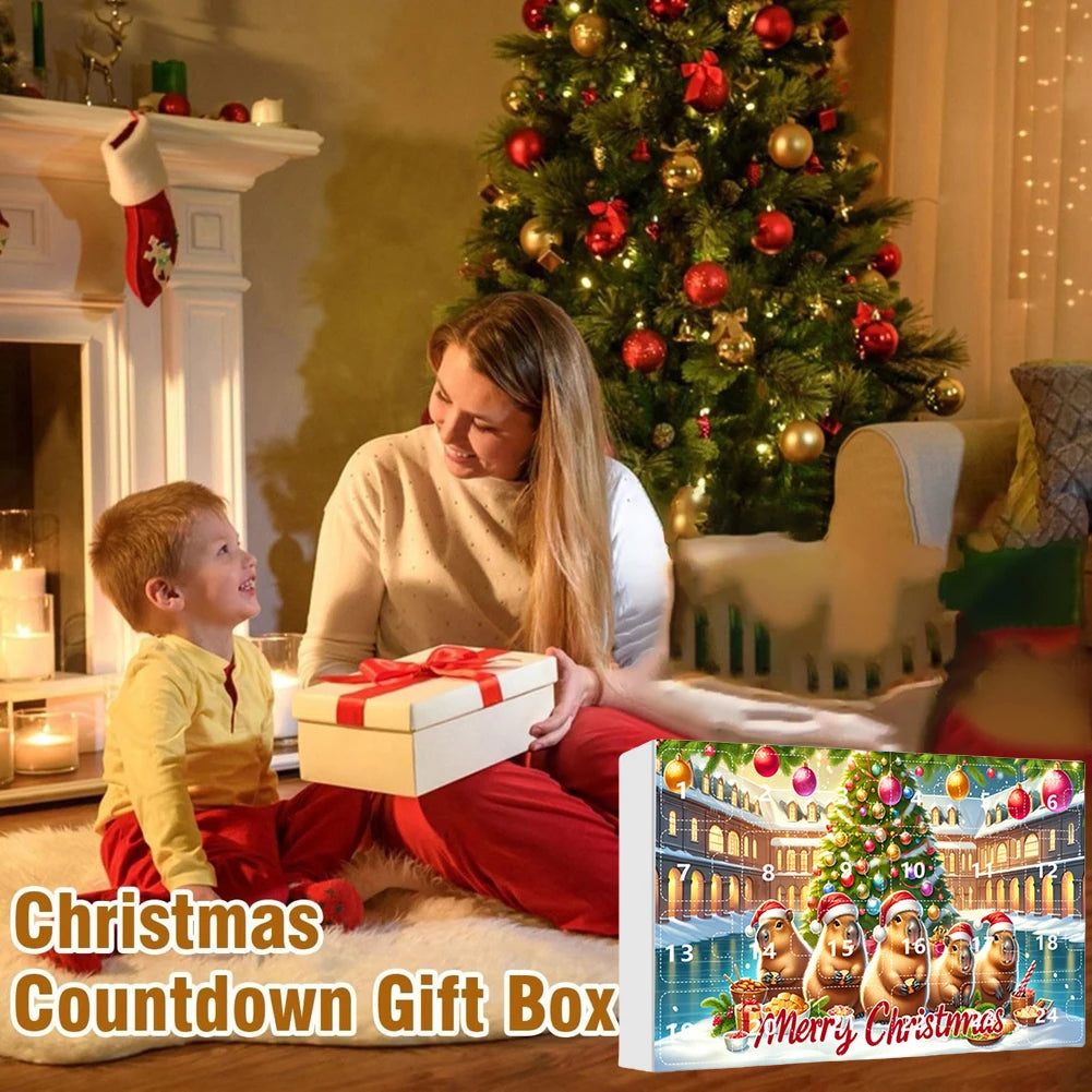 CapyJoy – Capybara adventskalender 2025 – 24 acryl kerstornamenten