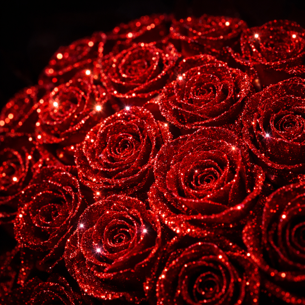 Gläserne Rose mit LED-Beleuchtung – dekorative Glasglocke mit Holzfuß