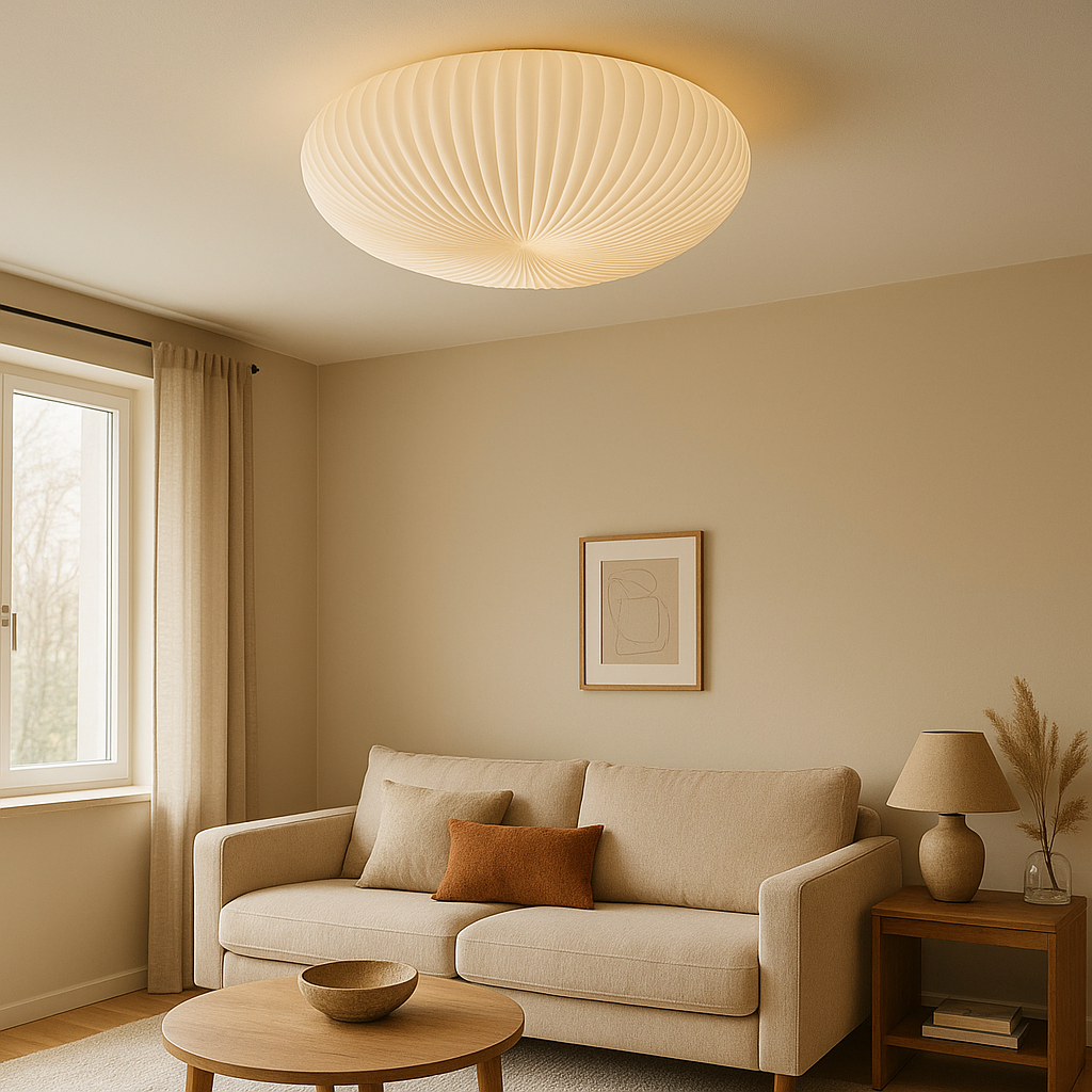 Roby – Lámpara de teito LED moderna con deseño plisado – Acrílico e metal