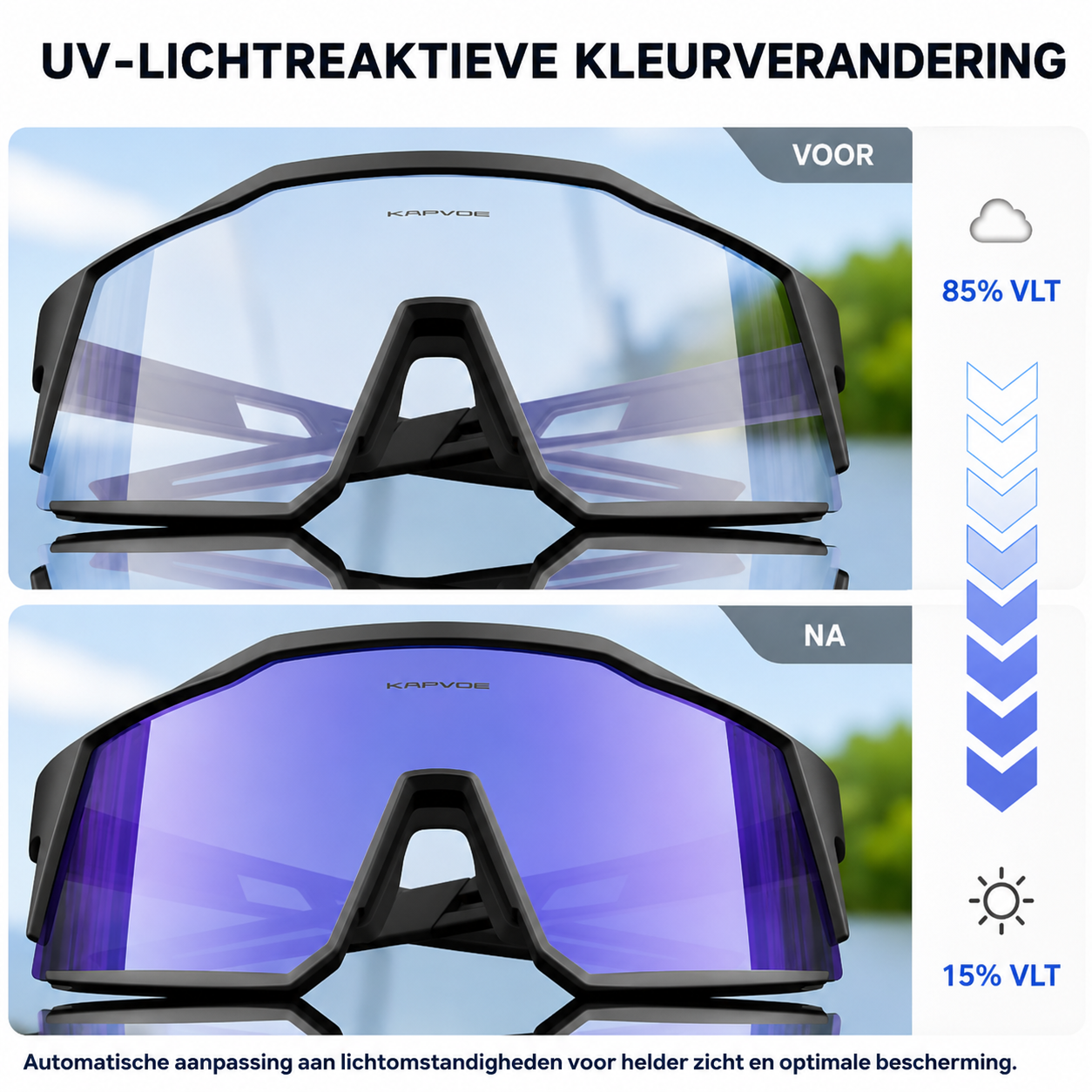 Meekleurende fietsbril – UV400-lenzen met groot gezichtsveld