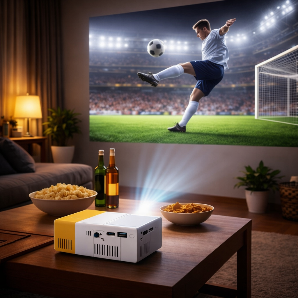 Mini Beamer – Groot Beeld tot 120”, HD Ondersteuning & HDMI/USB Aansluiting