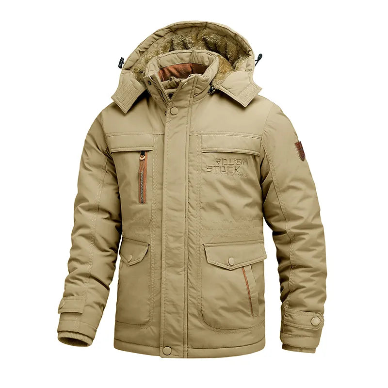 Fjorsen – Chaqueta de inverno para home impermeable con capucha e forro térmico