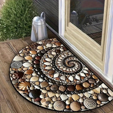 COASTLINEA - Half-Round Coastal Mat with Non-Slip Texture and Shell Design Vestragear