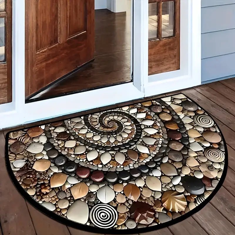 COASTLINEA - Half-Round Coastal Mat with Non-Slip Texture and Shell Design Vestragear