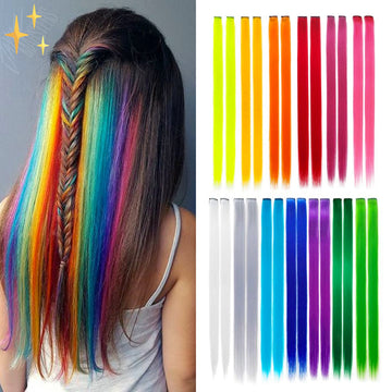 ColorLux – Clip-in Hair Extensions 26 stuks in Regenboogkleuren  voor feest of Dagelijks Gebruik