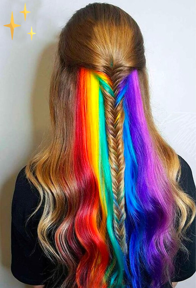 ColorLux – Clip-in Hair Extensions 26 stuks in Regenboogkleuren  voor feest of Dagelijks Gebruik