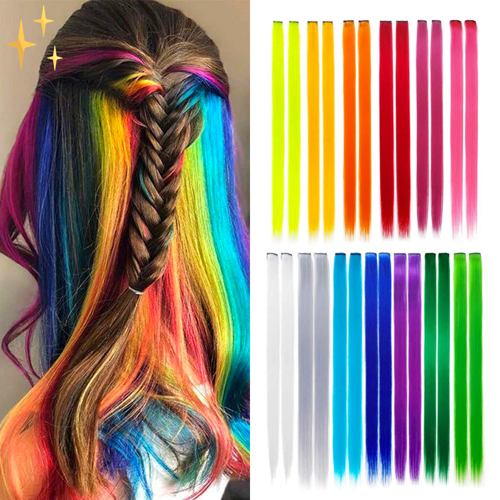 ColorLux – Clip-in Hair Extensions 26 stuks in Regenboogkleuren  voor feest of Dagelijks Gebruik