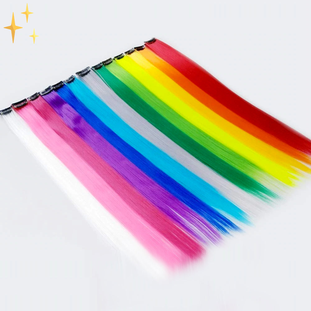 ColorLux – Clip-in Hair Extensions 26 stuks in Regenboogkleuren  voor feest of Dagelijks Gebruik