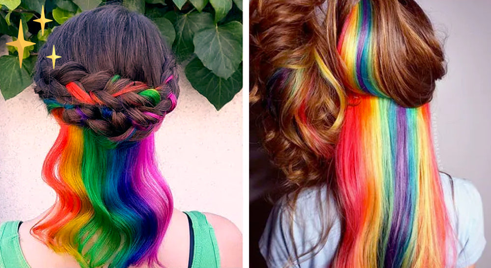 ColorLux – Clip-in Hair Extensions 26 stuks in Regenboogkleuren  voor feest of Dagelijks Gebruik