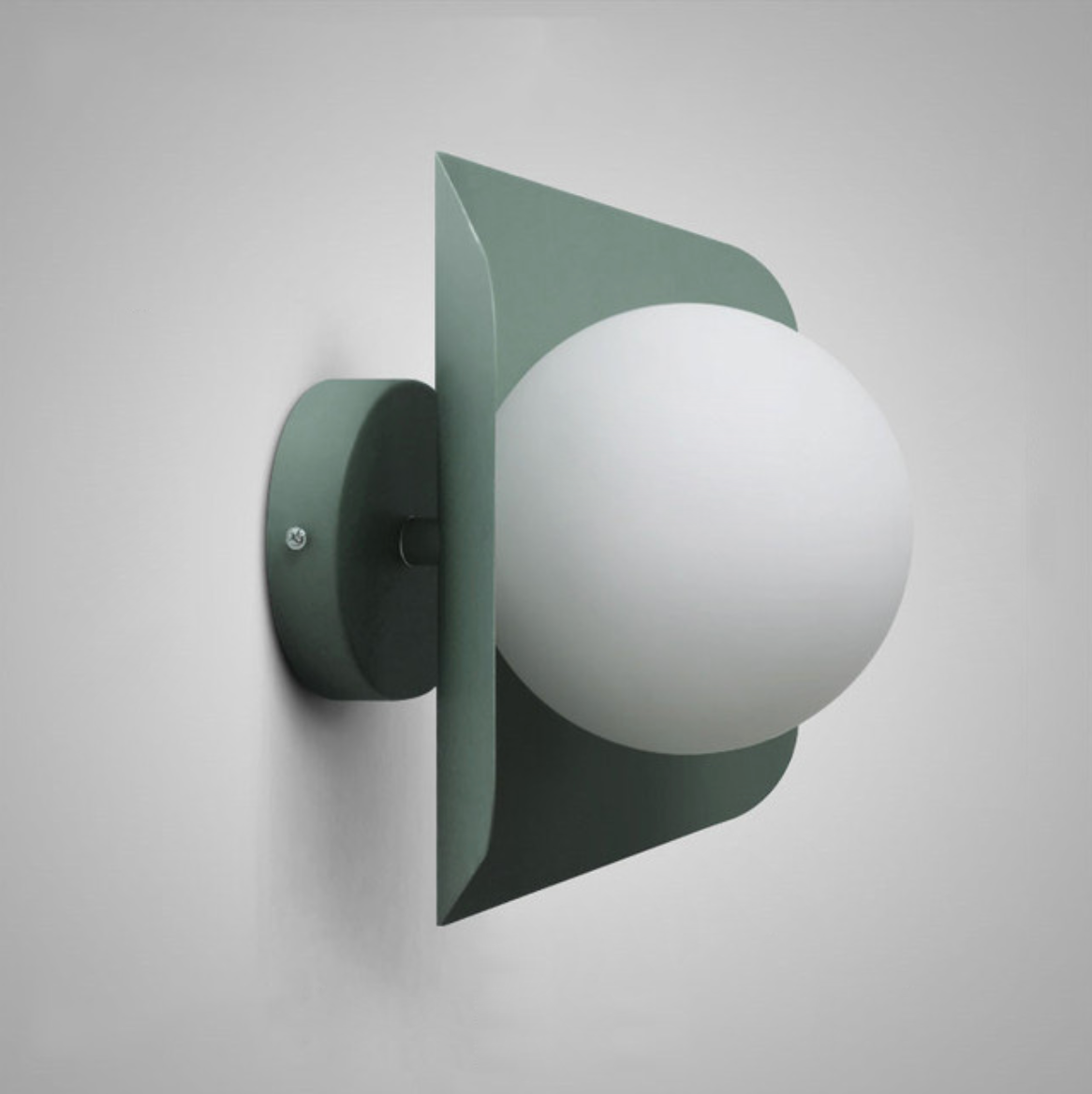 Glasora – Lámpara de parede con globo de vidro leite e disco, moderno e colorido