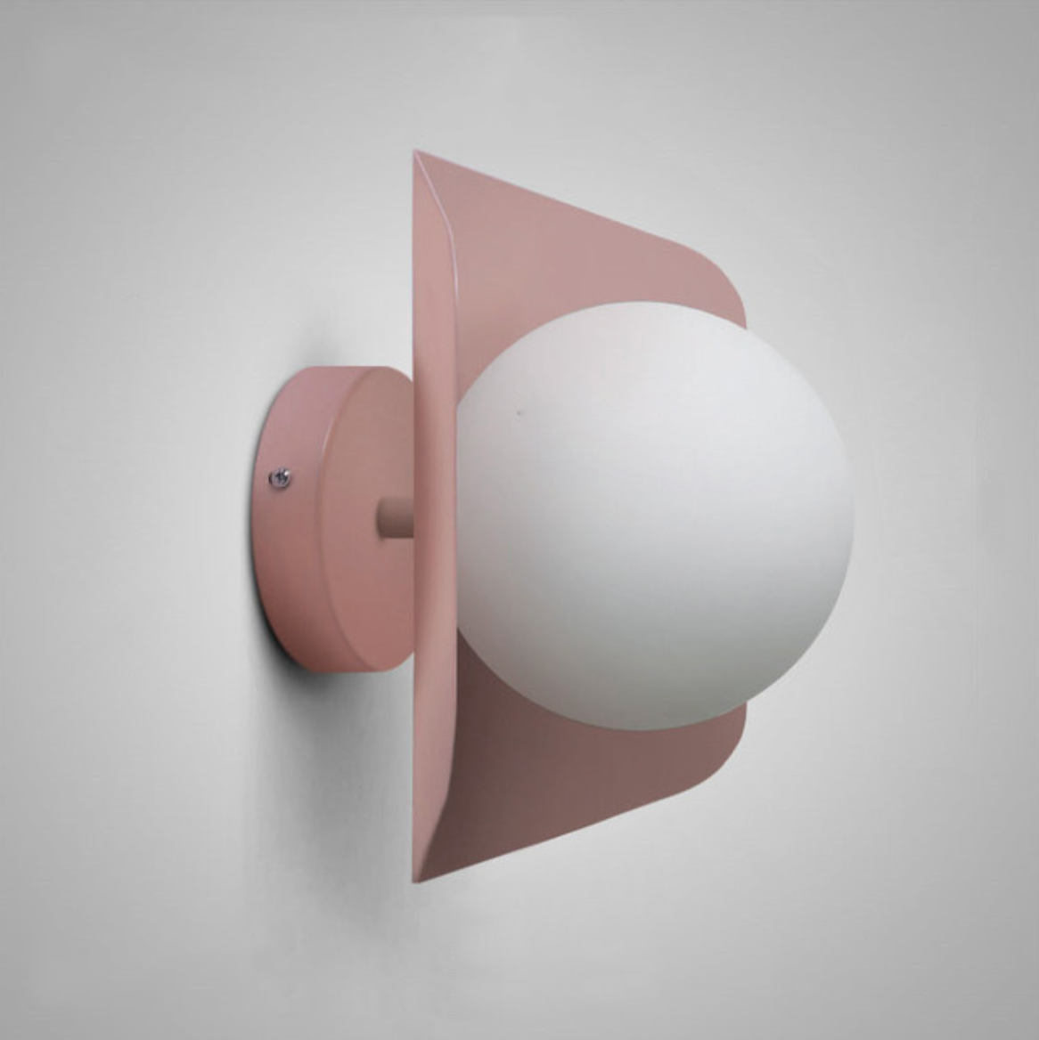 Glasora – Lámpara de parede con globo de vidro leite e disco, moderno e colorido