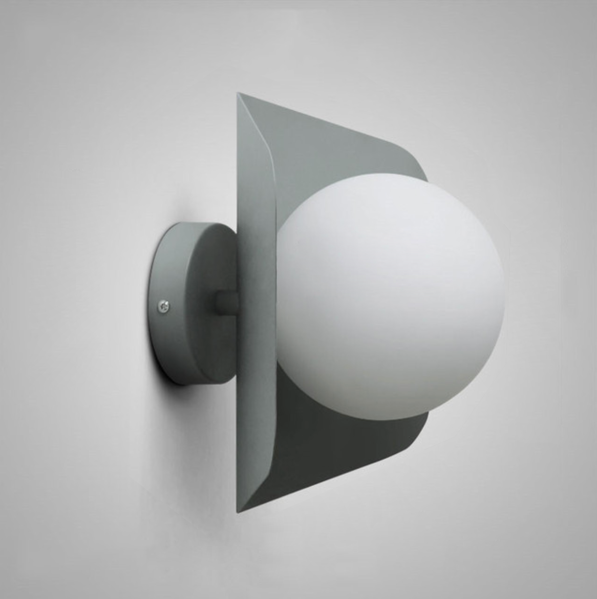 Glasora – Lámpara de parede con globo de vidro leite e disco, moderno e colorido