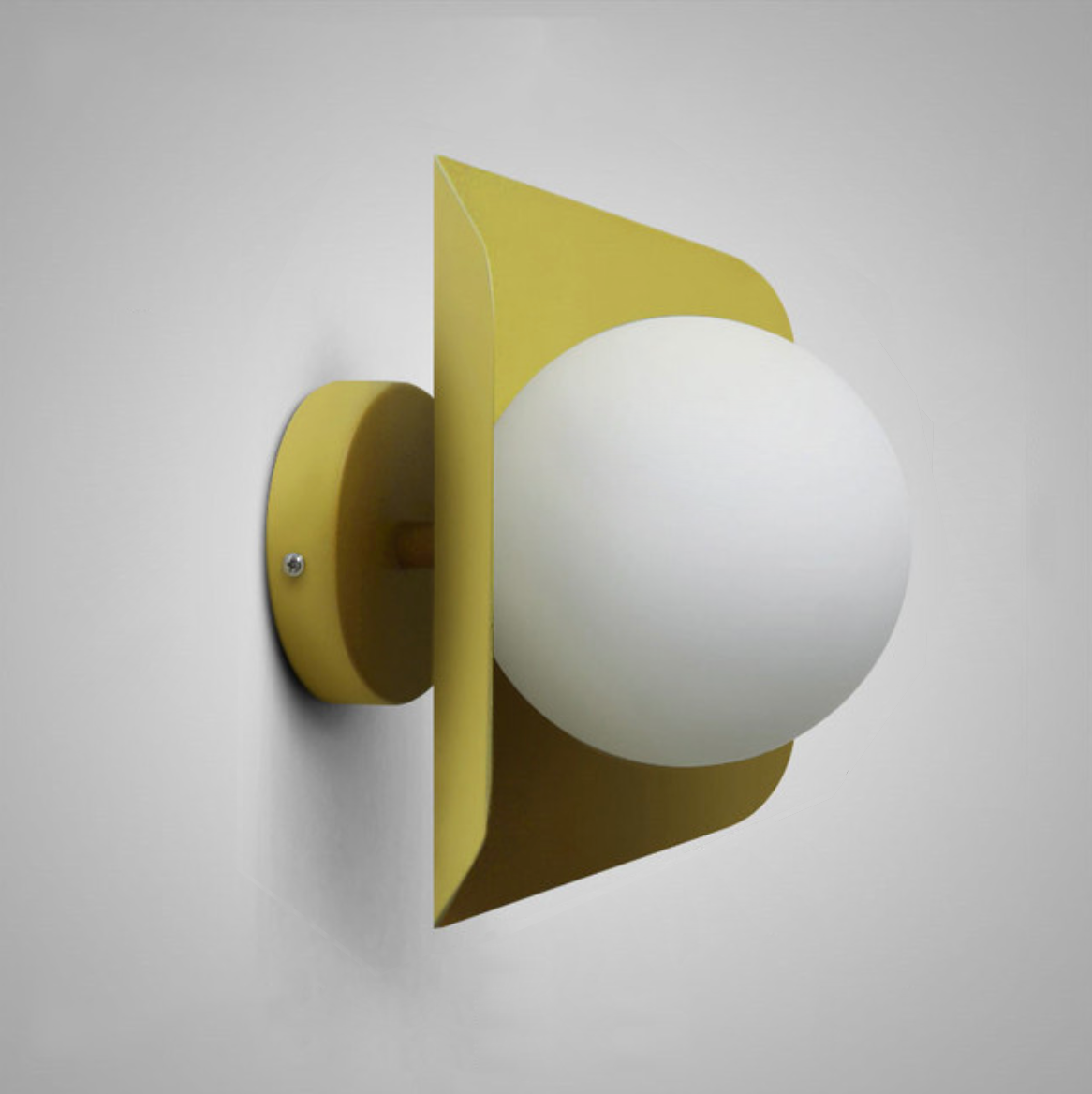 Glasora – Lámpara de parede con globo de vidro leite e disco, moderno e colorido