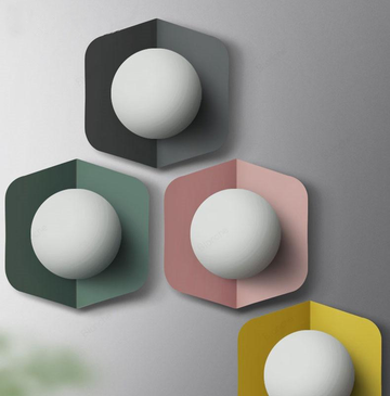 Glasora – Lámpara de parede con globo de vidro leite e disco, moderno e colorido