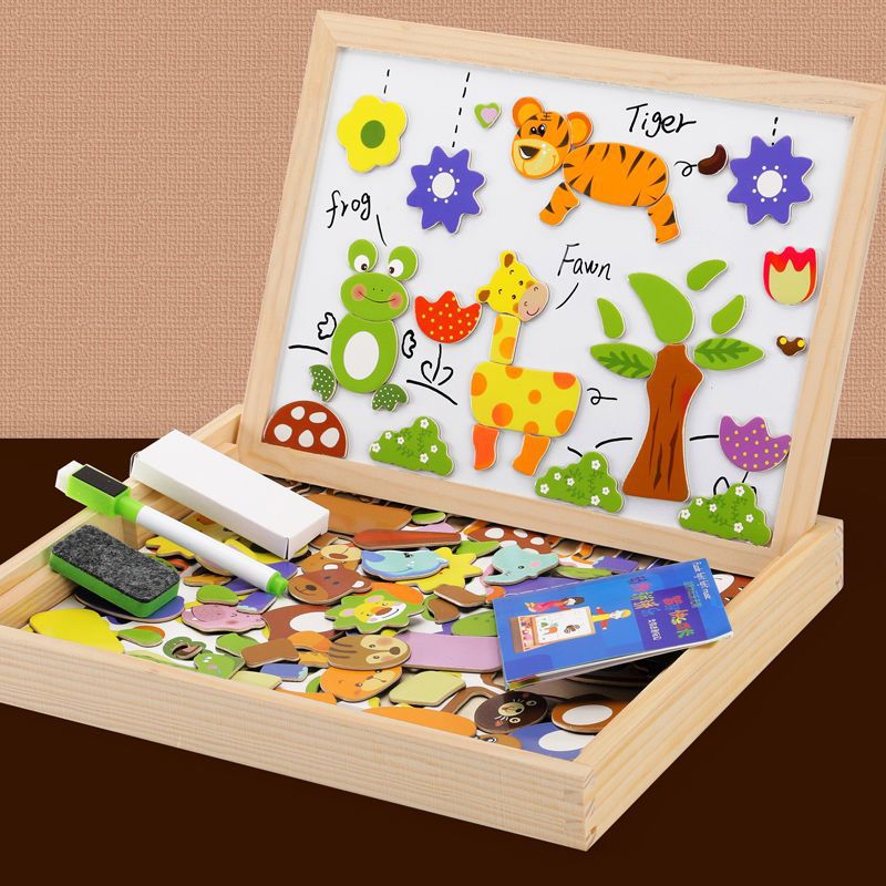 Magnetische Maltafel – 2-in-1 Holztafel mit Kreidetafel & Magnetspiel Bolendo