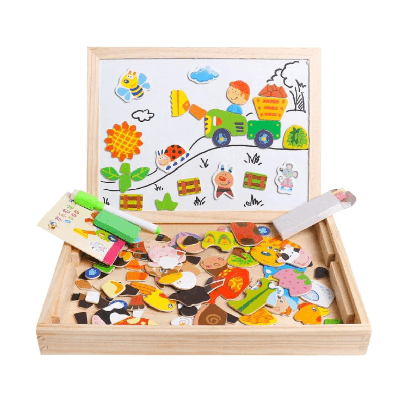 Magnetische Maltafel – 2-in-1 Holztafel mit Kreidetafel & Magnetspiel Bolendo