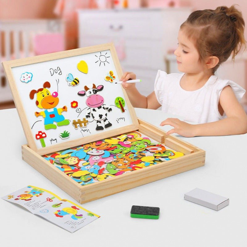 Magnetische Maltafel – 2-in-1 Holztafel mit Kreidetafel & Magnetspiel Bolendo