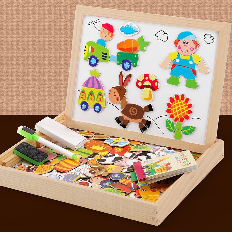 Magnetische Maltafel – 2-in-1 Holztafel mit Kreidetafel & Magnetspiel Bolendo