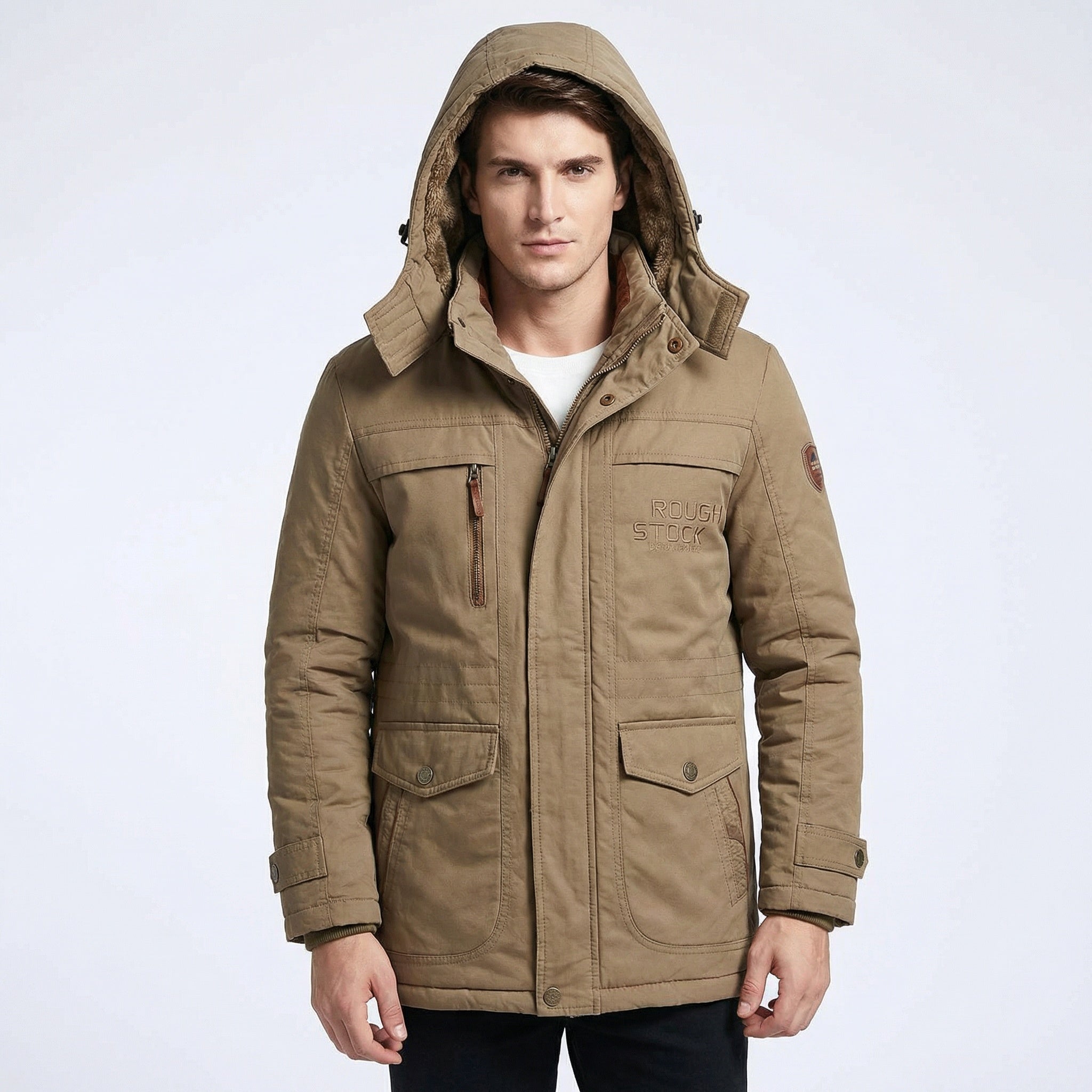 Men's Parka Winter Coat – Windproof, Padded & Removable Hood