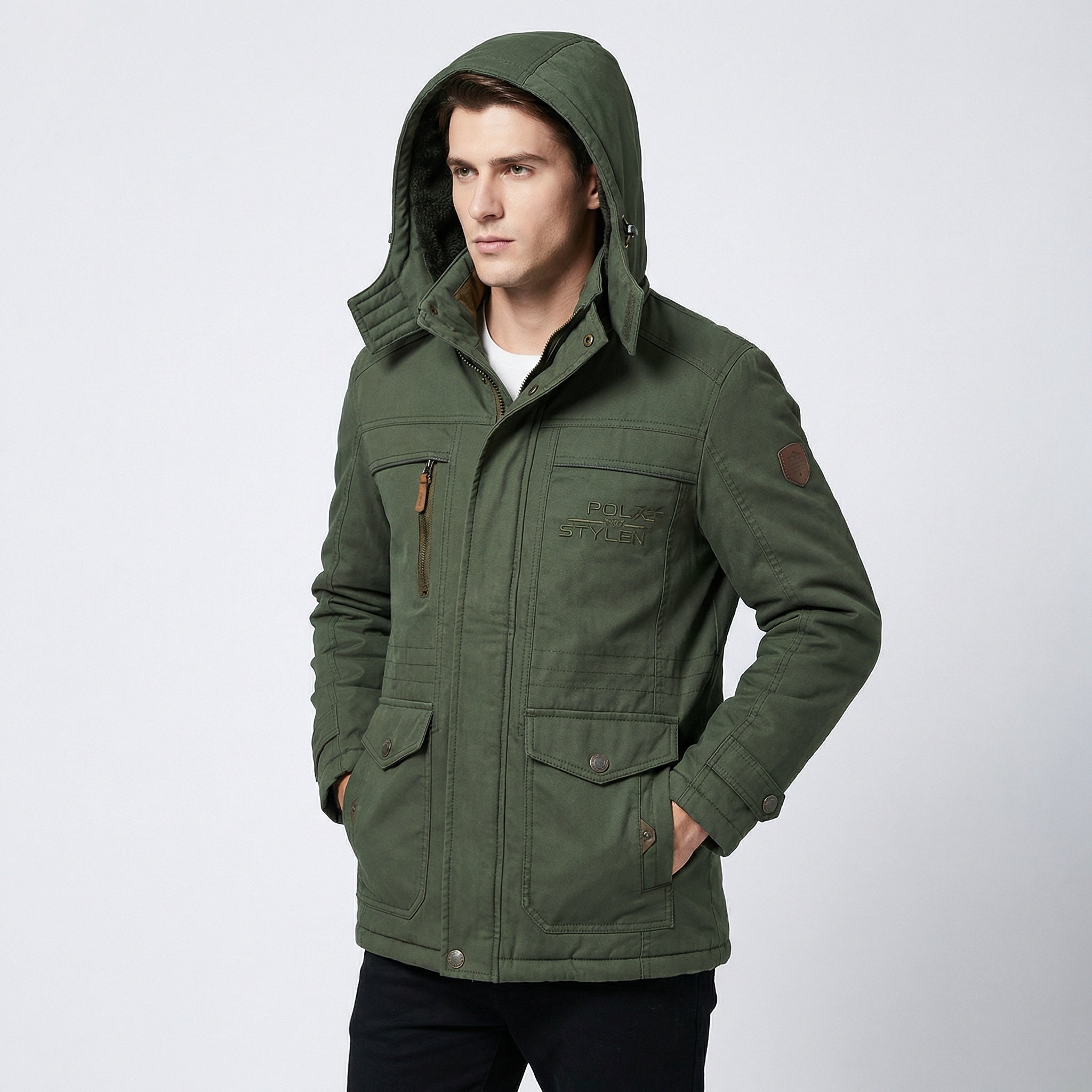 Men's Parka Winter Coat – Windproof, Padded & Removable Hood