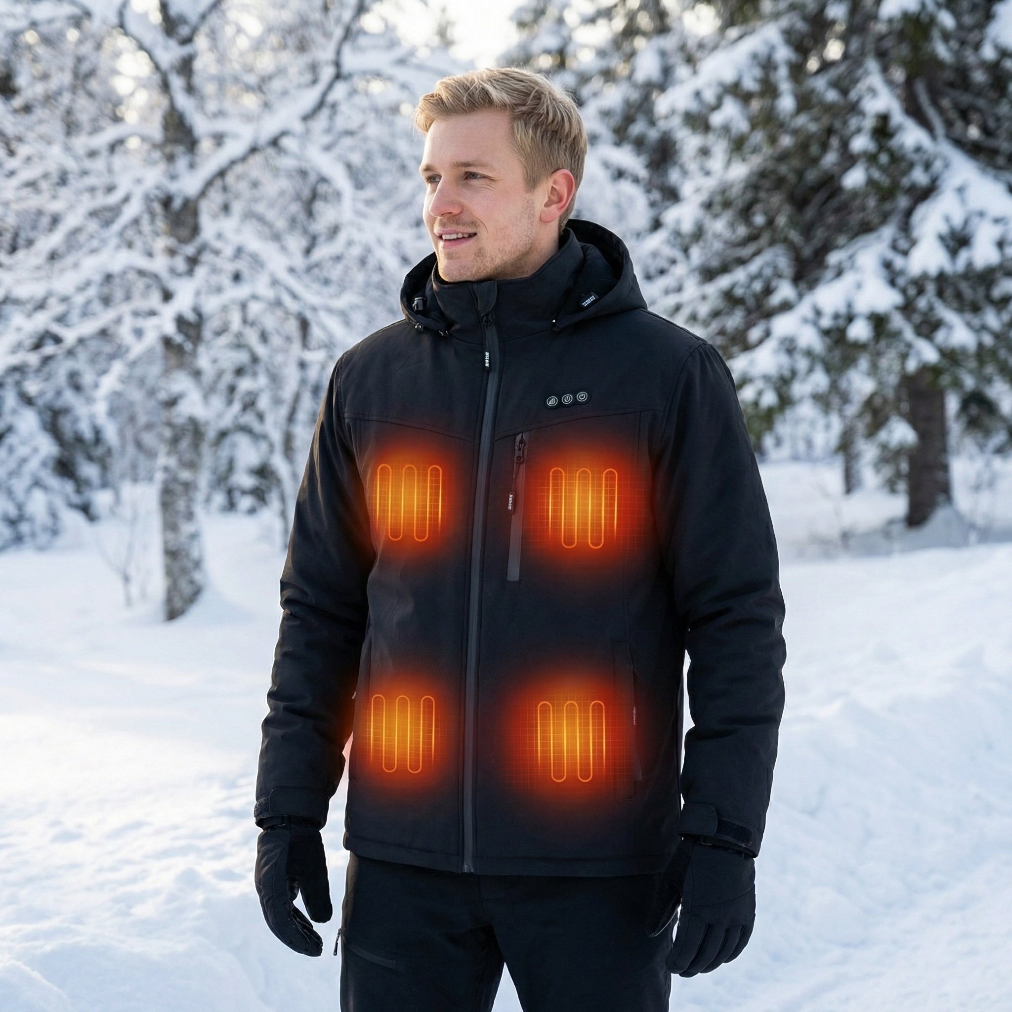 Beheizte Herrenjacke mit Akku – Wasserabweisende Jacke mit 8 Wärmebereichen