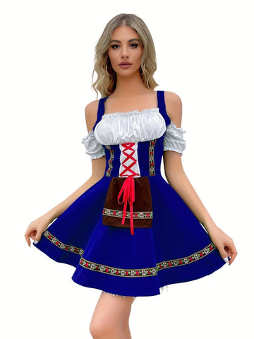 LieblichTracht – Schoudervrij Katoenen Dirndl – Elegant voor Wiesn & Feesten