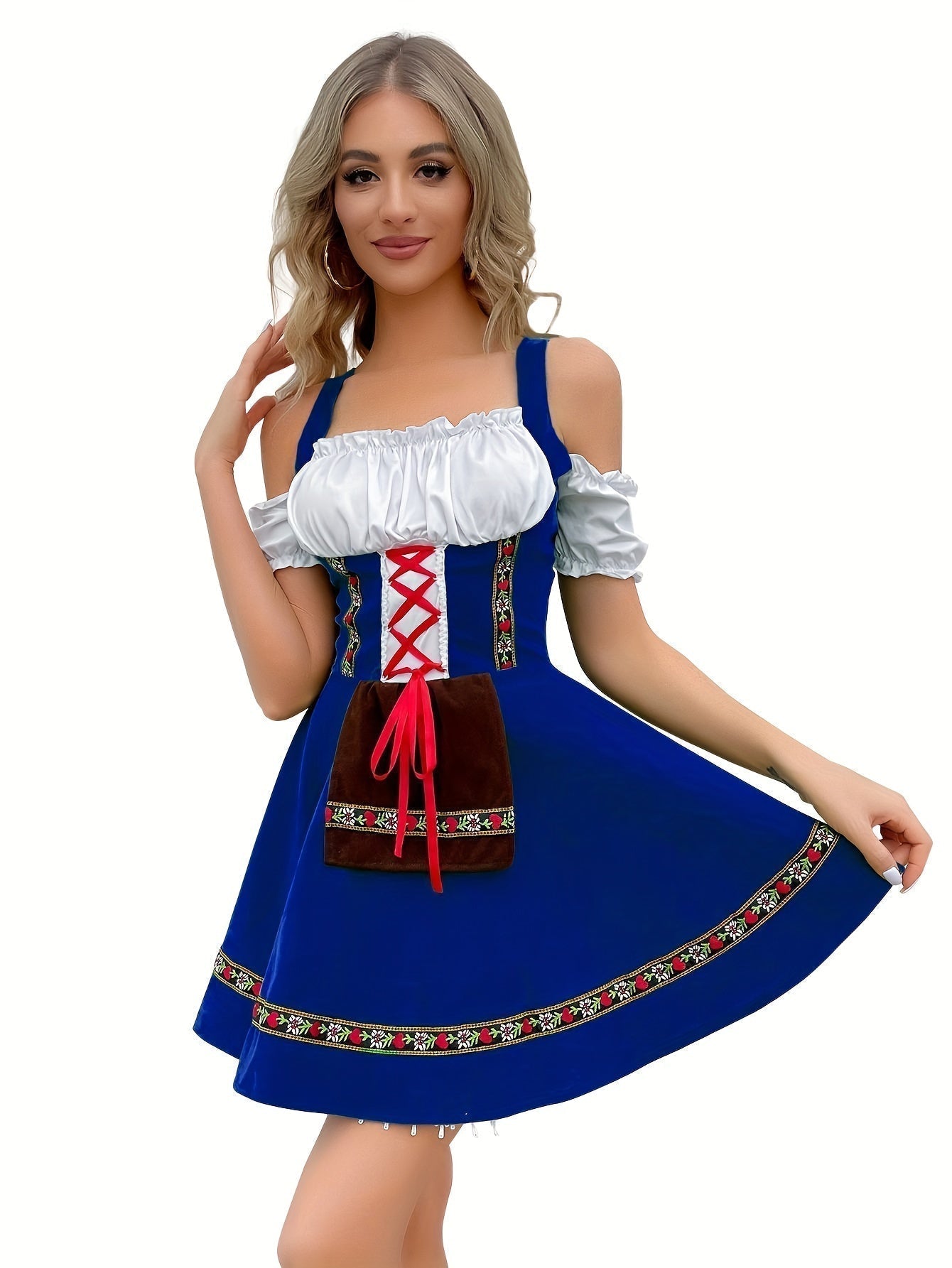 LieblichTracht – Schoudervrij Katoenen Dirndl – Elegant voor Wiesn & Feesten