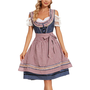 Almrausch – Dames Dirndl van Katoen met Ruitpatroon – Traditioneel & Modern voor Feesten