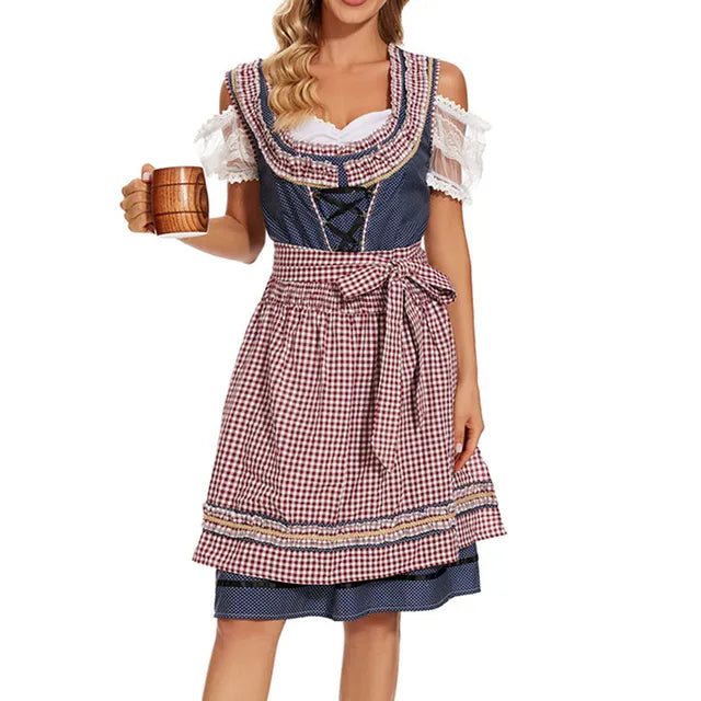 Almrausch – Dames Dirndl van Katoen met Ruitpatroon – Traditioneel & Modern voor Feesten